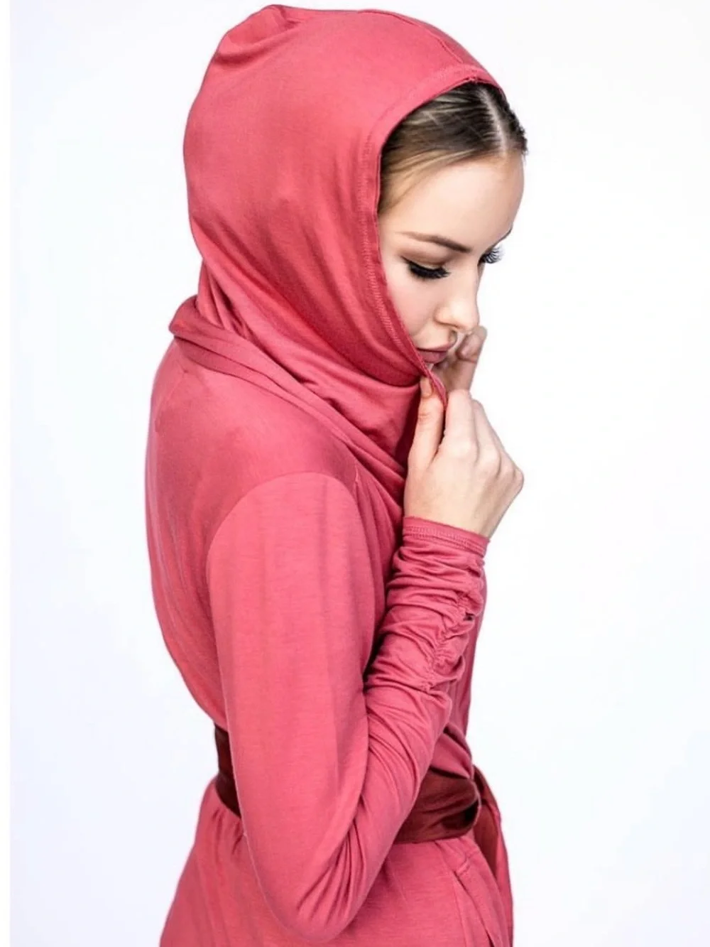 Evy’s Tree Addyson Burnt Orange/Coral Soft Open Hoodie Ribbon Belt Sz S/M